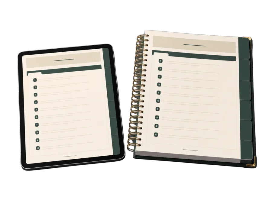 Kit Sessão Destravada aberto em tablet e em versão impressa, mostrando listas de perguntas por categoria